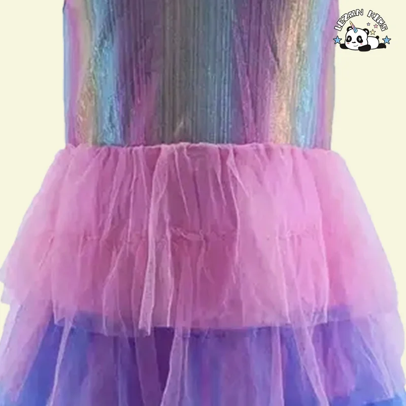 LEZONKIDS - Girls' Dress Summer New Style Little Girls' Children's Gauze Princess Cake Skirt Fantasy Poncho Dress for Children